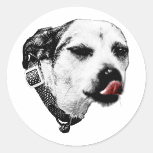 Redonda Pegatina de Terrier de Lengua Roja - Wink & Sass