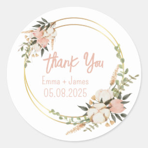 Redonda Pegatina de texto de Personalizable floral acuarel