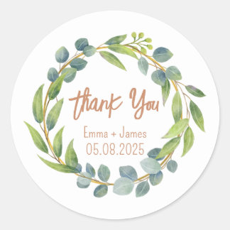 Redonda Pegatina de texto de Personalizable floral acuarel