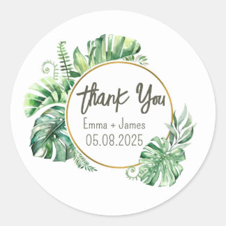 Redonda Pegatina de texto de Personalizable floral acuarel
