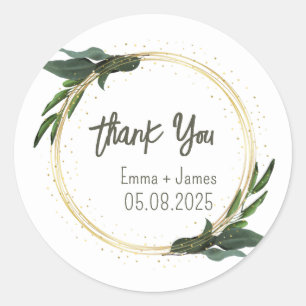 Redonda Pegatina de texto de Personalizable floral acuarel