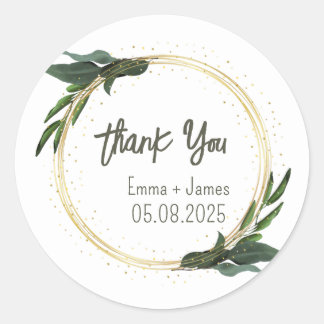 Redonda Pegatina de texto de Personalizable floral acuarel