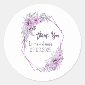 Redonda Pegatina de texto de Personalizable floral acuarel
