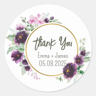 Redonda Pegatina de texto de Personalizable floral acuarel