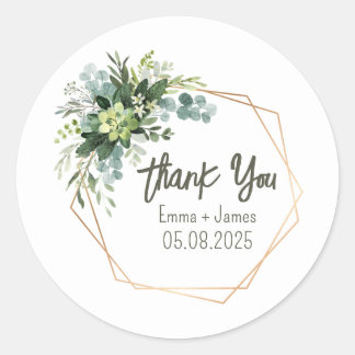 Redonda Pegatina de texto de Personalizable floral acuarel