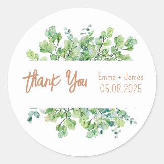 Redonda Pegatina de texto de Personalizable floral acuarel