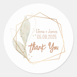Redonda Pegatina de texto de Personalizable floral acuarel
