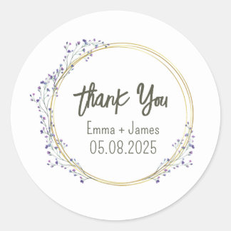 Redonda Pegatina de texto de Personalizable floral acuarel