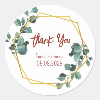 Redonda Pegatina de texto de Personalizable floral acuarel