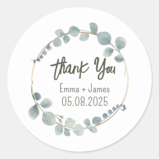 Redonda Pegatina de texto de Personalizable floral acuarel