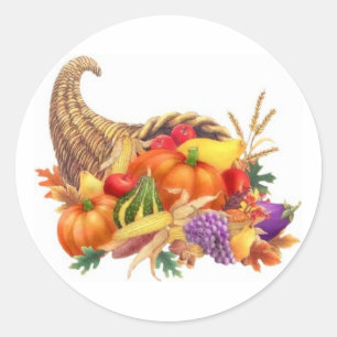 Redonda Pegatina de Thankings Cornucopia