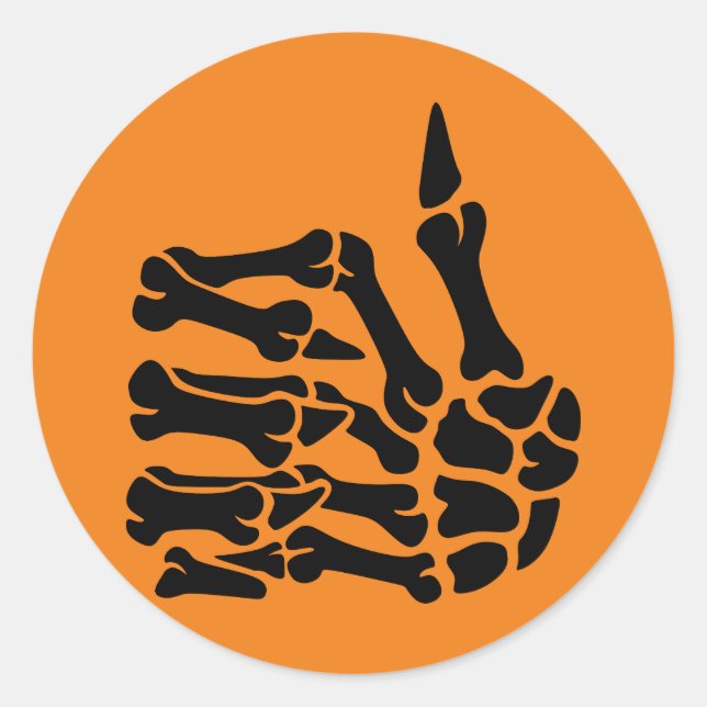 Redonda Pegatina de Thumbup de la mano del esqueleto (Anverso)