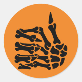 Redonda Pegatina de Thumbup de la mano del esqueleto