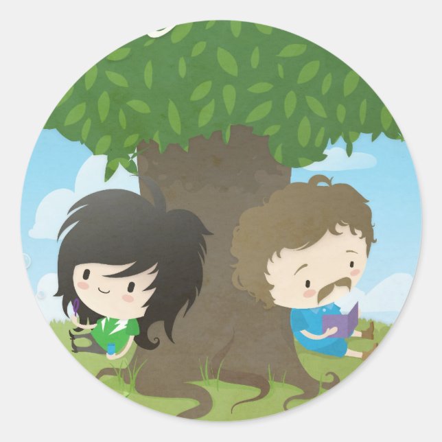 Redonda Pegatina de tiempos clásicos (Anverso)