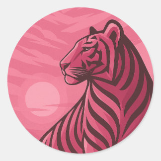 Redonda Pegatina de tigres Art Deco