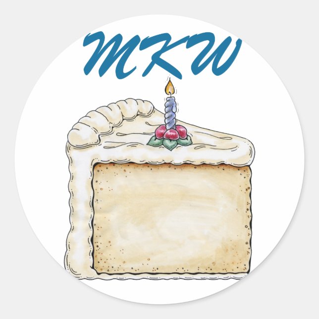 Redonda Pegatina de torta de cumpleaños - SRF (Anverso)