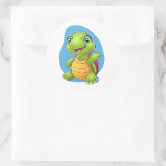 Redonda Pegatina de tortuga adorable - Diseño de Personali