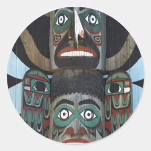 Redonda Pegatina de Totem Pole