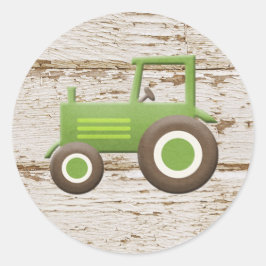 Redonda Pegatina de Tractor Verde para Niño