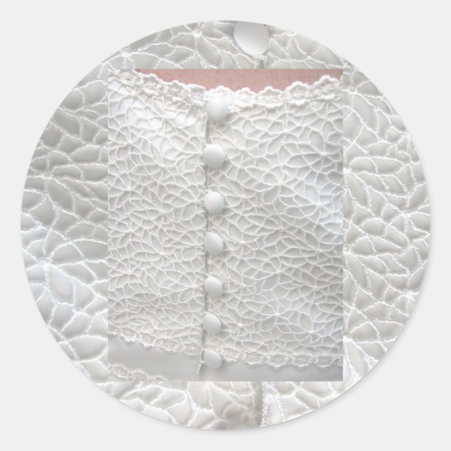 Redonda Pegatina de traje Boda blanco - Personalizable (Anverso)