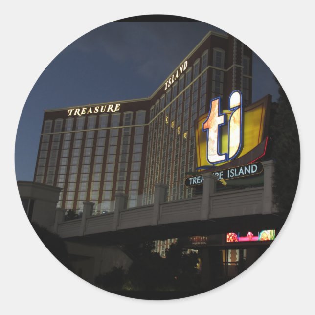 Redonda Pegatina de Treasure Island Las Vegas (Anverso)