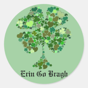 Redonda Pegatina de trébol de cuatro hojas Erin Go Bragh