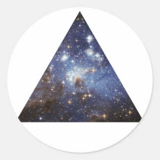 Redonda pegatina de triángulo espacial hipster
