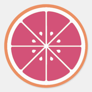 Redonda Pegatina de trozo de pomelo rosa