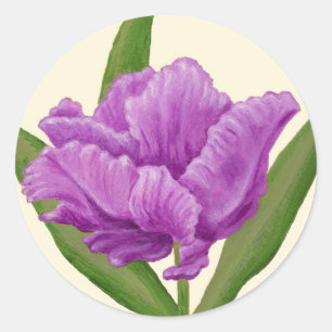 Redonda Pegatina de tulipán morado