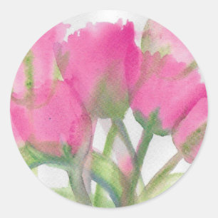 Redonda Pegatina de tulipanes rosados