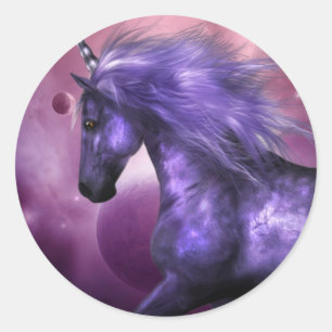 Redonda Pegatina de Unicorn