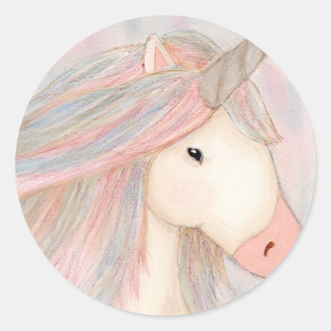 Redonda Pegatina de Unicorn (Anverso)