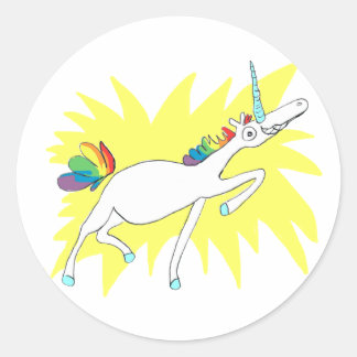 Redonda Pegatina de Unicorn
