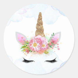 Redonda Pegatina de Unicorn