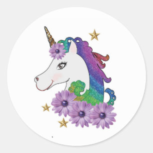 Redonda Pegatina de Unicornio