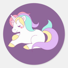 Redonda Pegatina de Unicornio durmiente