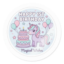 Pegatina de unicornio para el primer cumpleaños