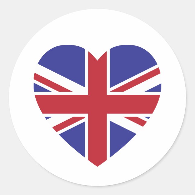 Redonda Pegatina de Union Jack Heart (Anverso)