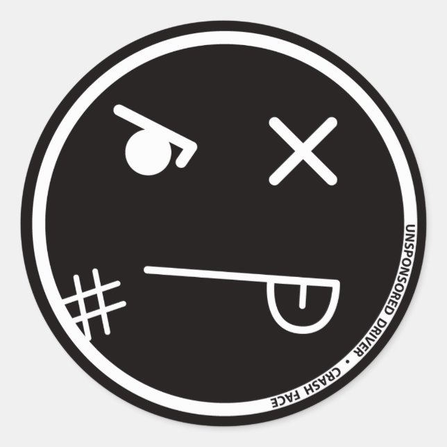 Redonda PEGATINA de US Crash Face #2 (3 pulgadas) (Anverso)