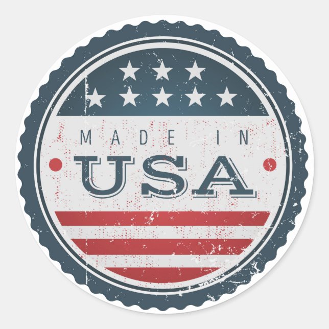 Redonda Pegatina de USA con efecto de desgaste (Anverso)