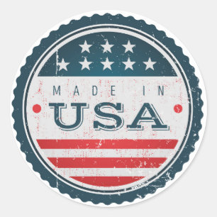 Redonda Pegatina de USA hecha con aspecto desgastado