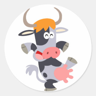 Redonda Pegatina de vaca de Personalizado de baile lindo