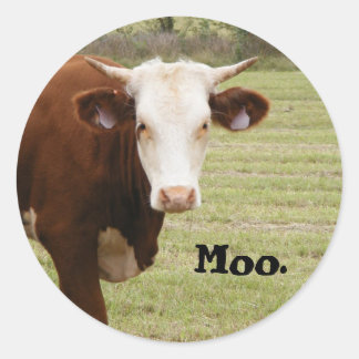 Redonda Pegatina de vaca: "Moo".