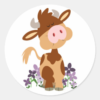 Redonda Pegatina de vaca Personalizado de masticación cutá