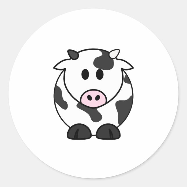 Redonda Pegatina de vaca – Vinilo de vaca Kawaii (Anverso)