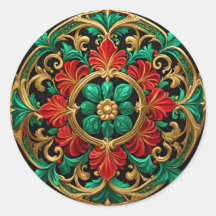 Pegatina de vacaciones de color rojo verde decorat