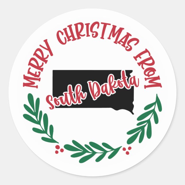 Redonda Pegatina de vacaciones de Dakota del Sur (Anverso)