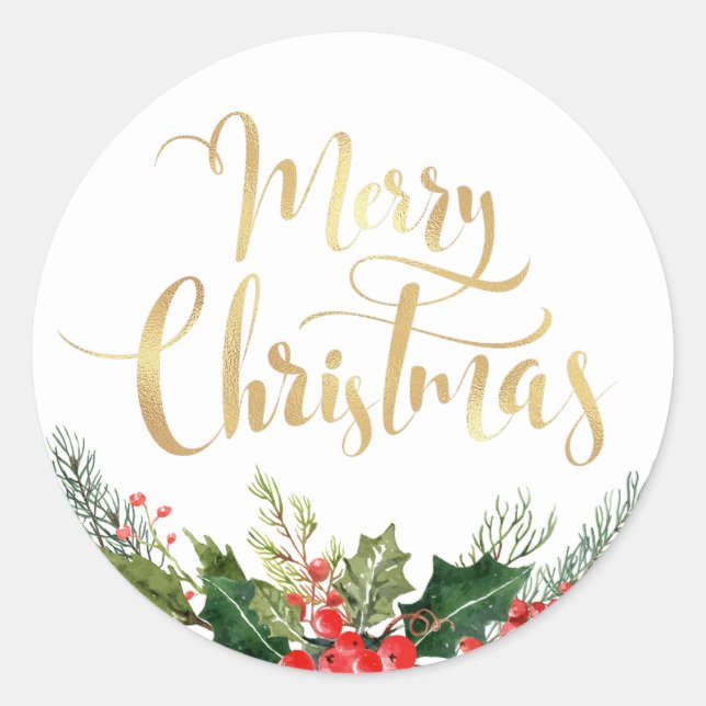 Redonda Pegatina de vacaciones de escritura floral moderna (Anverso)