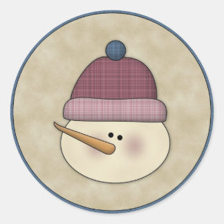 Redonda Pegatina de vacaciones de invierno de Cute Snowman