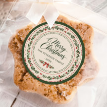 Pegatina de vacaciones de Navidad con borde floral